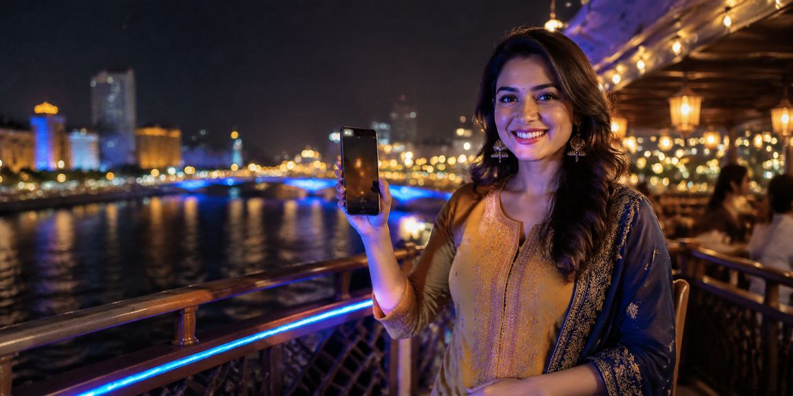 Indian woman playing Teen Patti near Ahmedabad riverfront